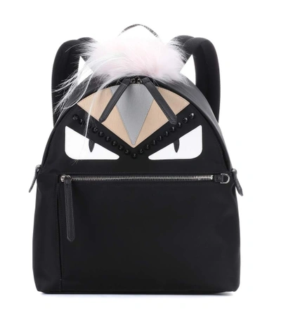 Fendi Fur-trimmed Backpack In Black