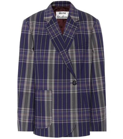 Acne Studios Kheira Oversized Checked Twill Blazer In Navy / Black Mix