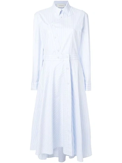 Cedric Charlier Cédric Charlier Striped Shirt Dress - Blue In Light Blue