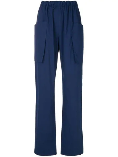 Cedric Charlier Elasticized Cotton Trousers In Blue