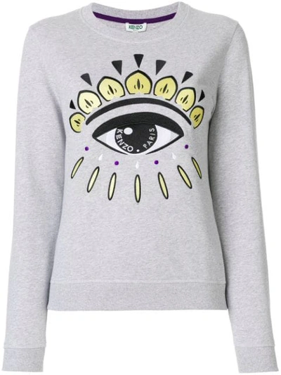 Kenzo Embroidered Eye Grey Cotton Sweatshirt