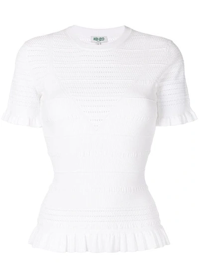 Kenzo Perforated Knit Top In White