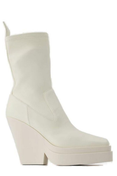Gia Borghini 120mm Tapered-heel Leather Boots In White