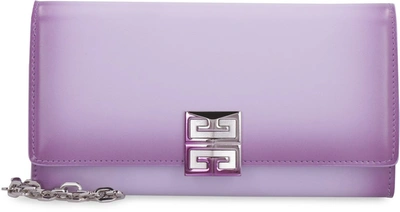 Givenchy 4g Plaque Chain Wallet In Purple