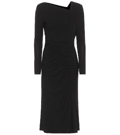 Altuzarra Anjela Asymmetric Ruched Jersey Midi Dress In Black