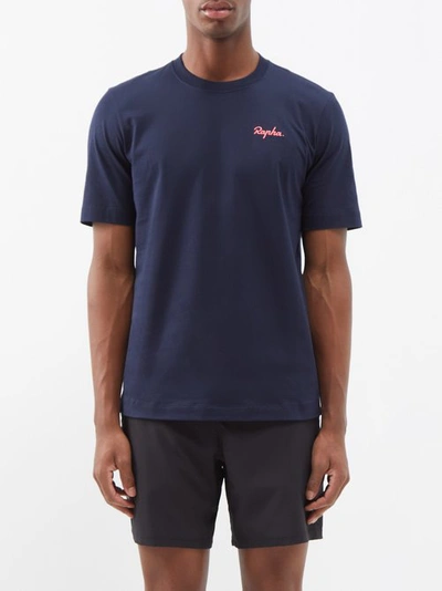 Rapha Logo-print Cotton-jersey T-shirt In Blue