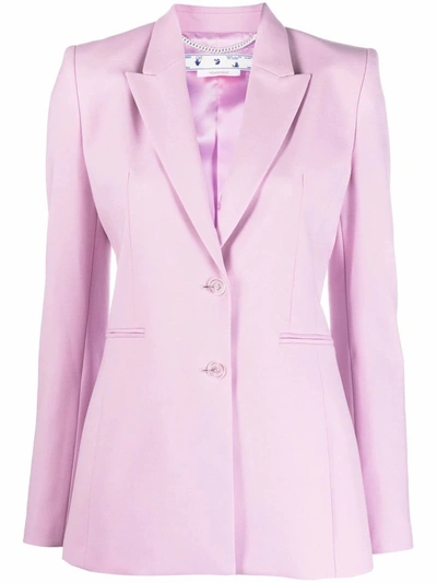 Off-white Pink Single Breasted Blazer With Logo Print To The Rear In Purple