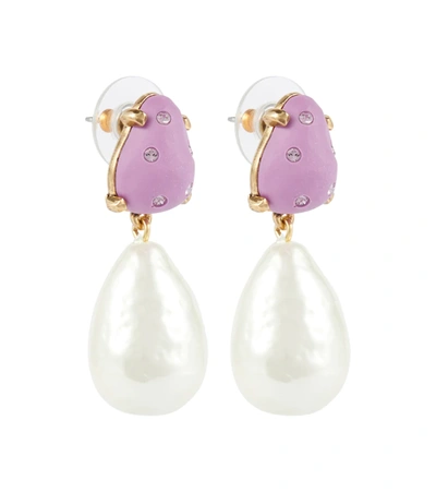 Oscar De La Renta Faux Pearl Drop Earrings In Lilac