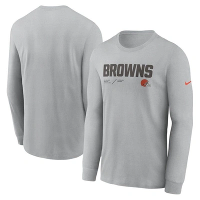 Nike Men's Dri-fit Infograph Lockup (nfl Cleveland Browns) Long-sleeve T-shirt In Silver