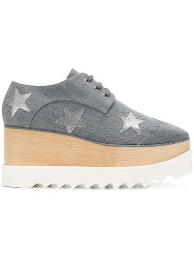 Stella Mccartney Star Elyse Denim Platform Shoes In Grey
