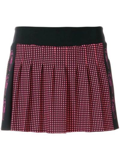 Fendi Karlito Polka-dot Stretch Tennis Skirt In Black ,pink