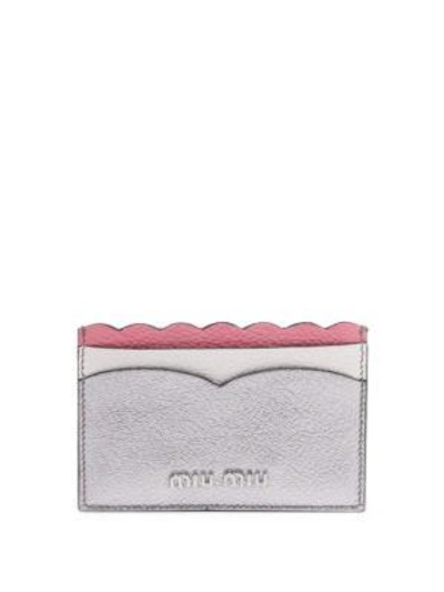 Miu Miu Scalloped Card Case In Crome