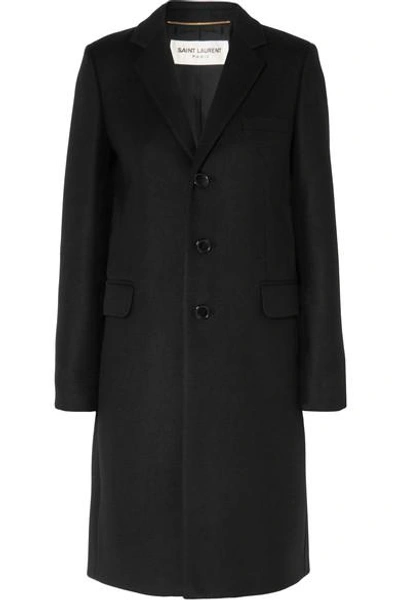 Saint Laurent Wool-gabardine Coat In Black