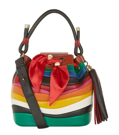 Ferragamo Rainbow Stripe Solaria Bucket Bag - Ann's Fabulous Closeouts