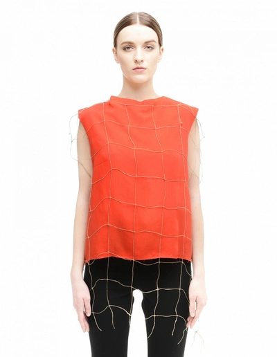 Damir Doma Red Fishnet Top