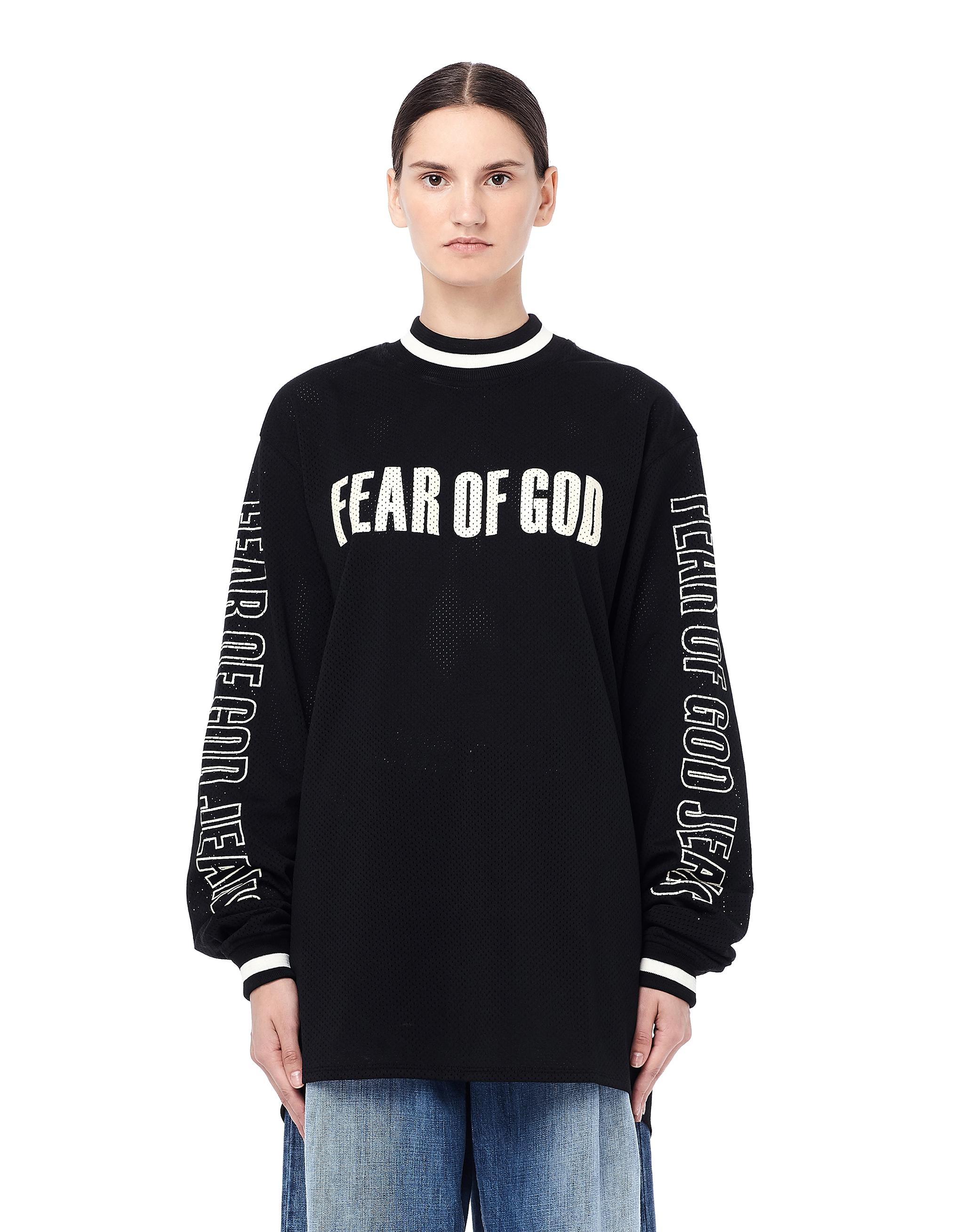 Fear Of God Logo Printed Mesh Motocross Jersey In Black | ModeSens
