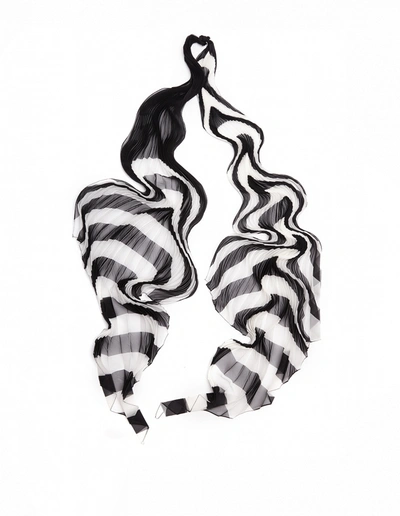 Haider Ackermann Black & White Rayon Scarf In Multicolor