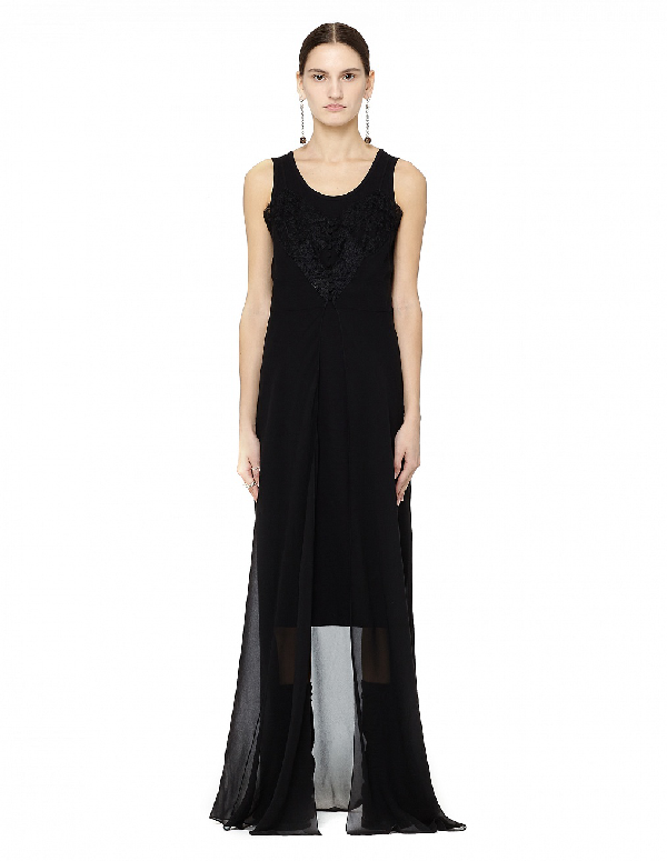 Maison Margiela Silk Floor Length Evening Dress In Black | ModeSens