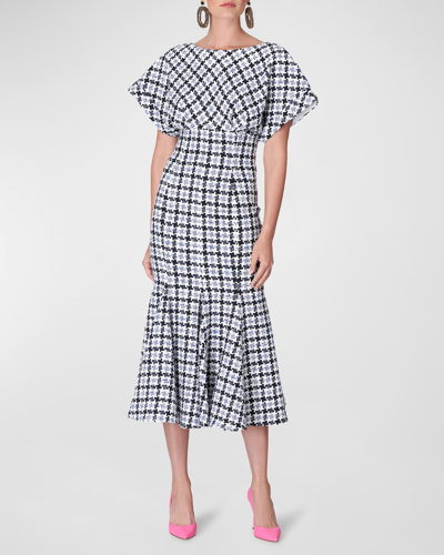 Carolina Herrera Women's Houndstooth Cotton And Wool Blend Midi Dress In Multi