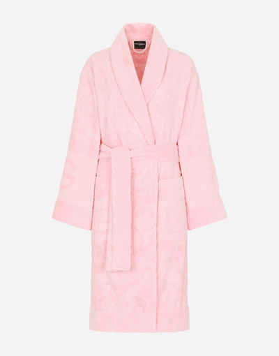 Dolce & Gabbana Bath Robe In Terry Cotton Jacquard In Pink