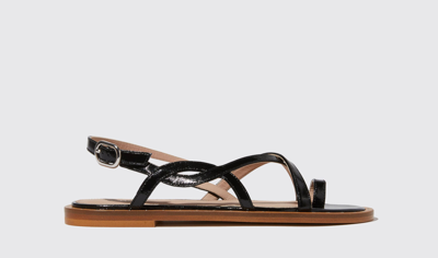 Scarosso Carol Sandals In Black Patent