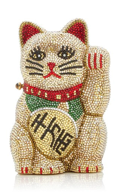 Judith Leiber Women's Maneki Neko Beckoning Cat Crystal Clutch In Gold