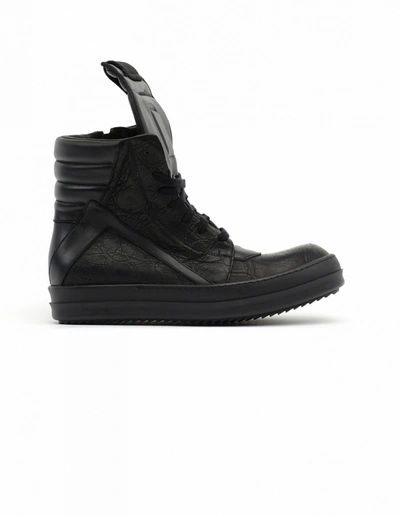 Rick Owens Alligator Leather Hi-top Sneakers In Black