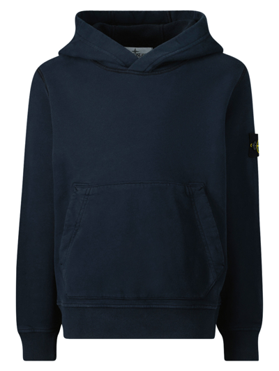 Stone Island Junior Kids Hoodie For Boys In Navy Blue