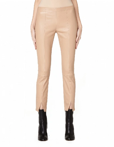 The Row Beige Leather Trousers