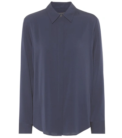 The Row Petah Silk Shirt In Blue