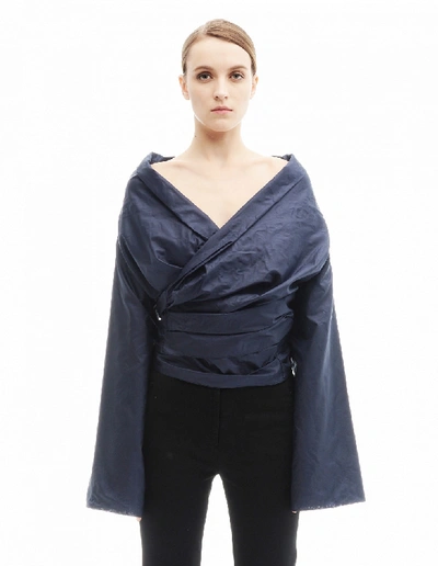 The Row Wrapped Silk Top In Blue