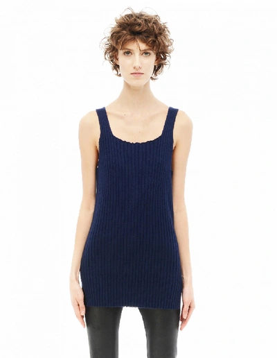 The Row Silk And Cashmere Top In Navy Blue