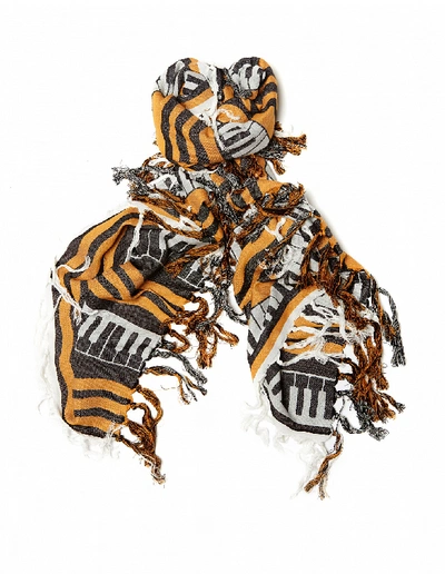 Undercover Fringed 'piano' Printed Scarf In Orange