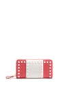 Valentino Garavani Studded Two-tone Leather Continental Wallet In Red