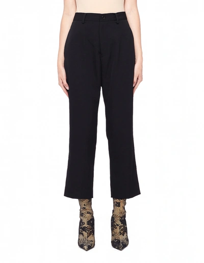 Y's Relaxed-fit Wide-leg High-rise Wool Trousers In Black