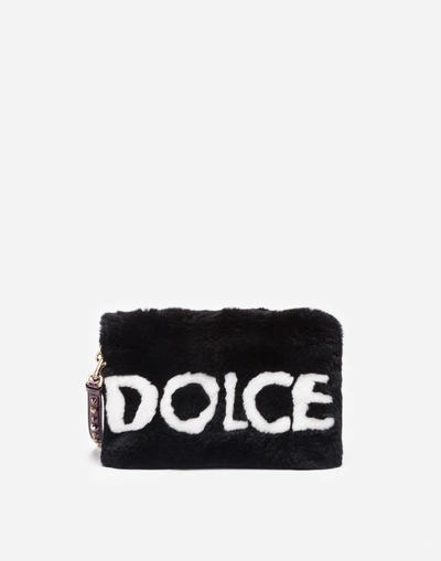 Dolce & Gabbana Lapin Pouch With Appliqué In Black