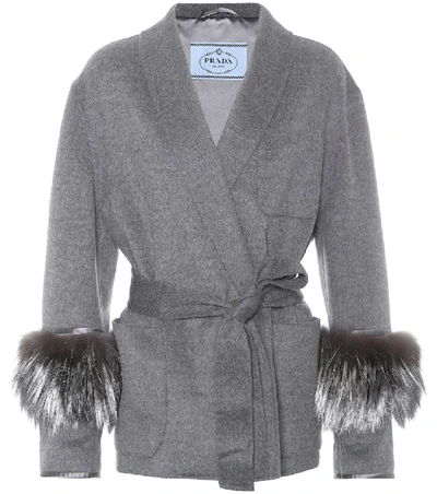 Prada Wool, Angora And Cashgora Jacket In Grey