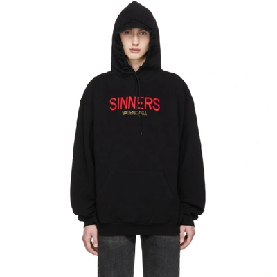 Balenciaga Sinners-embroidered Hooded Cotton Black |