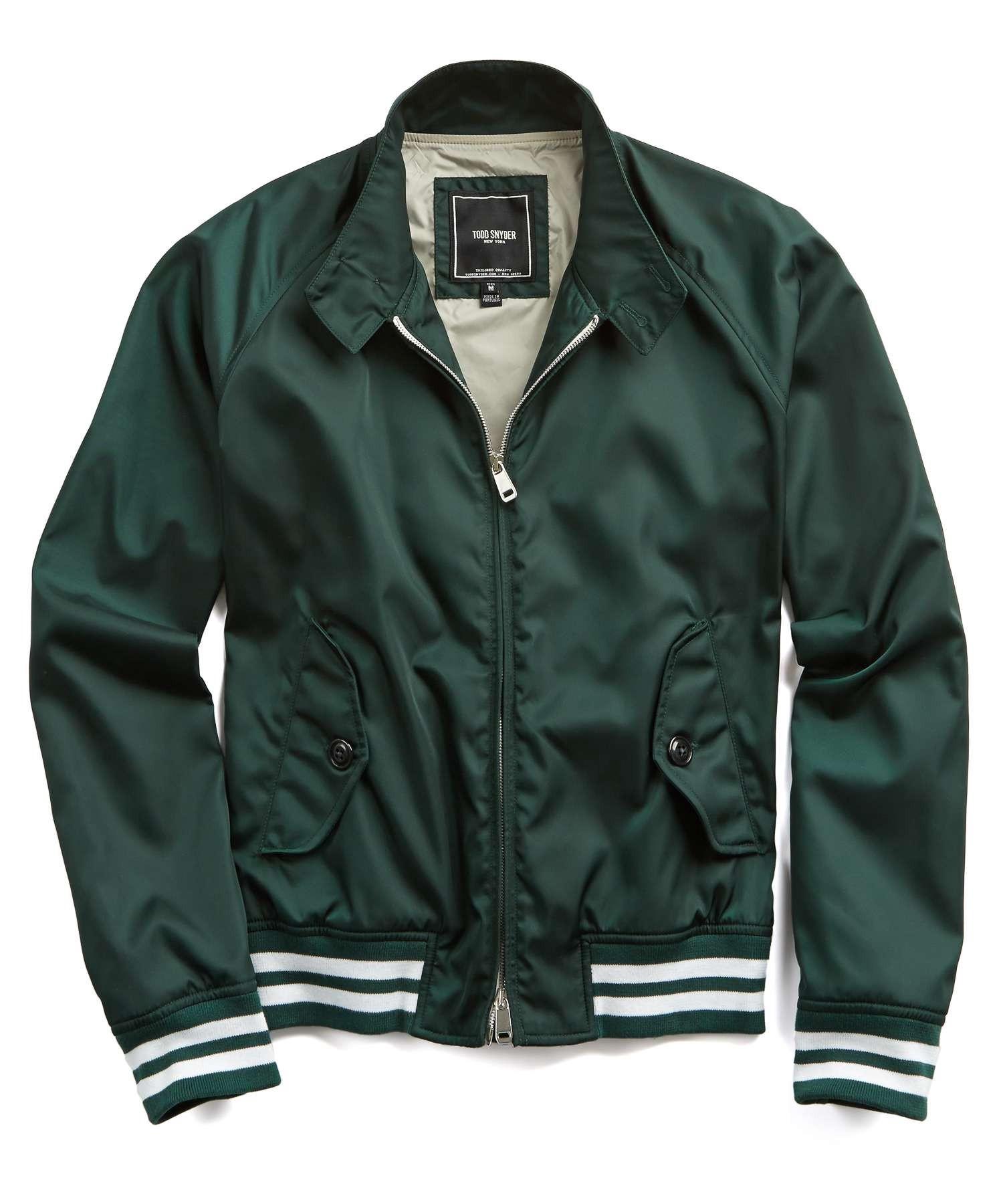 Todd Snyder Nylon Barracuda Jacket With Racing Stripes In Hunter Green ...