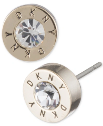 Dkny Logo Crystal Ring Stud Earrings In Gold