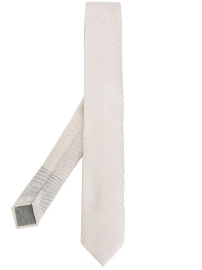Dell'oglio Slim Interwoven Tie In White