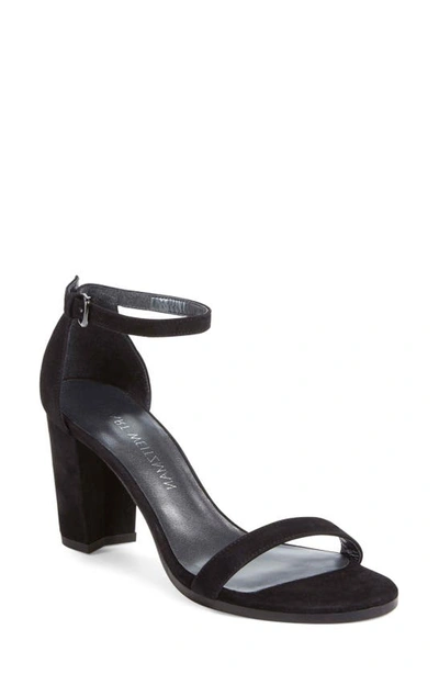 Stuart Weitzman Nearlynude Ankle Strap Sandal In Black