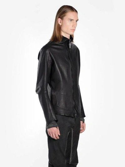 Isaac Sellam Men's Black Leather Jacket With Back Metal Detail