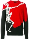 Alexander Mcqueen Dancing Skeleton Intarsia Wool Sweater In Multicolor