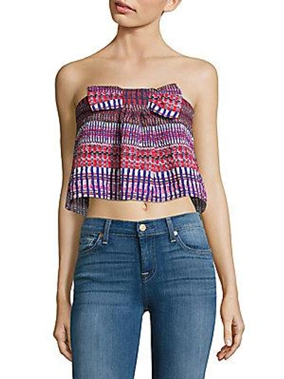 Saloni Bow Strapless Cropped Top In Garnet
