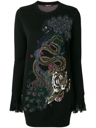 Roberto Cavalli Longline Peacock Sweater
