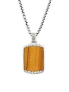 John Hardy Chain Silver Tiger Eye Pendant Necklace In Brown