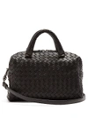 Bottega Veneta Top-handle Intrecciato Leather Cross-body Bag In Black