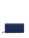 Bottega Veneta Intrecciato Continental Leather Wallet In Dark Blue