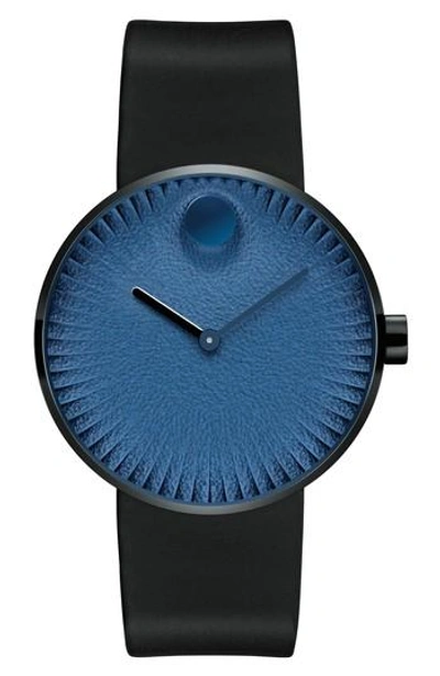 Movado Edge Anchor Rubber Strap Watch, 40mm In Black/ Blue
